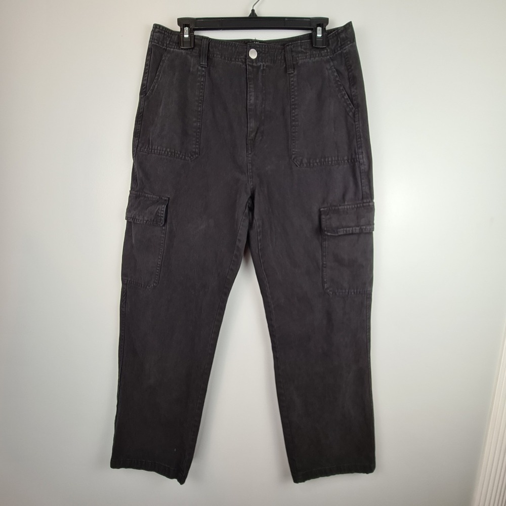 Velvet Heart Jeans Womens 32 Cargo Pants Straight Leg‎ Patch Pockets Faded Black